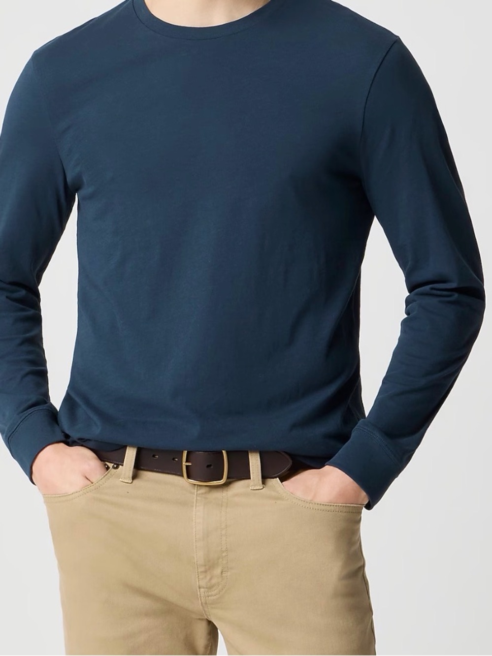 J. Crew Men's Long Sleeve Crewneck Shirt - Navy Blue xxl